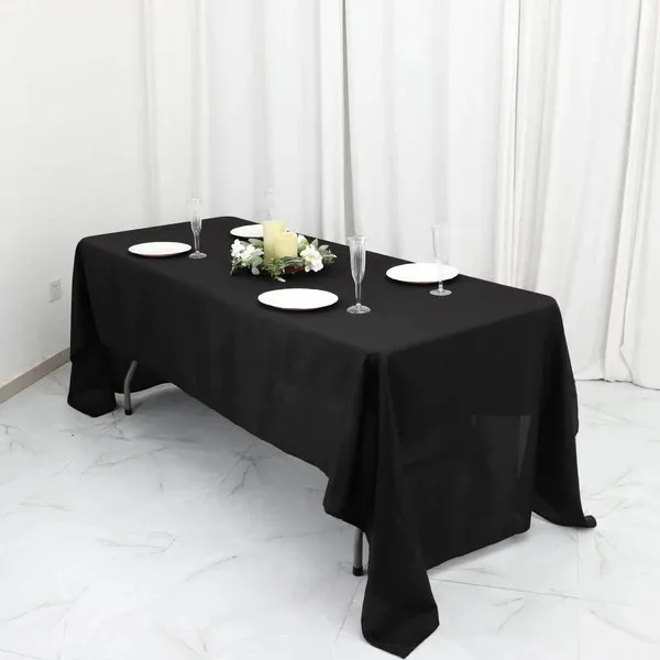 Polyester Seamless Rectangle Tablecloth Wedding White Hotel Table Cloth Table Cover Overlay Mariage Tablecloth