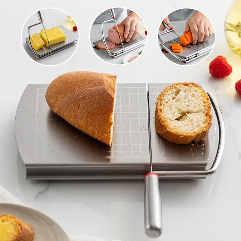 Multifunctional Stainless Steel Butter Cheese Ham Slicer Cutter with Scale Kitchen Knife Cutting Tool & Bar Accessory