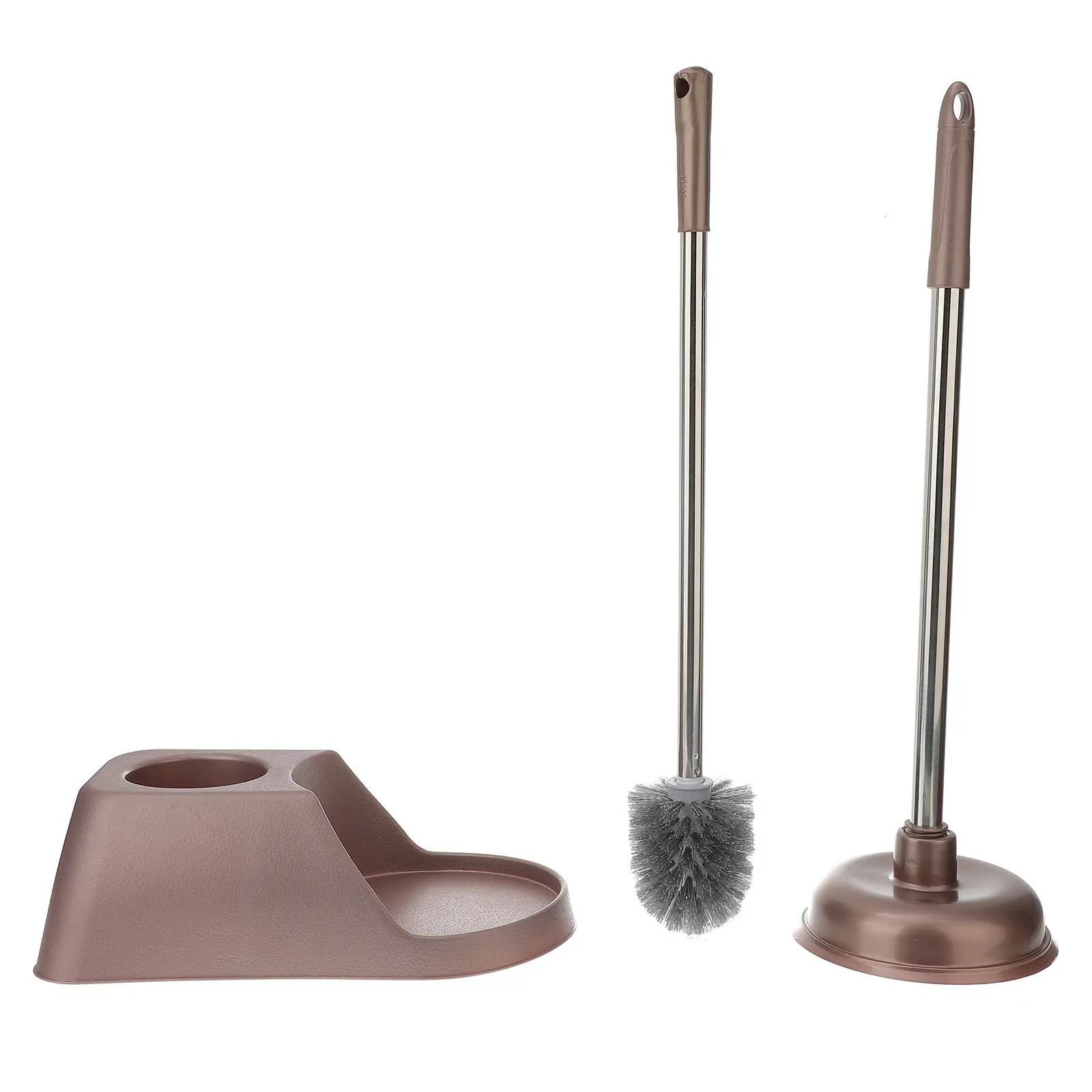 

1Set Bathroom Cleaning Kit Toilet Brush and Plunger Set Ergonomic Soft Bristle Brush No Dead As New
