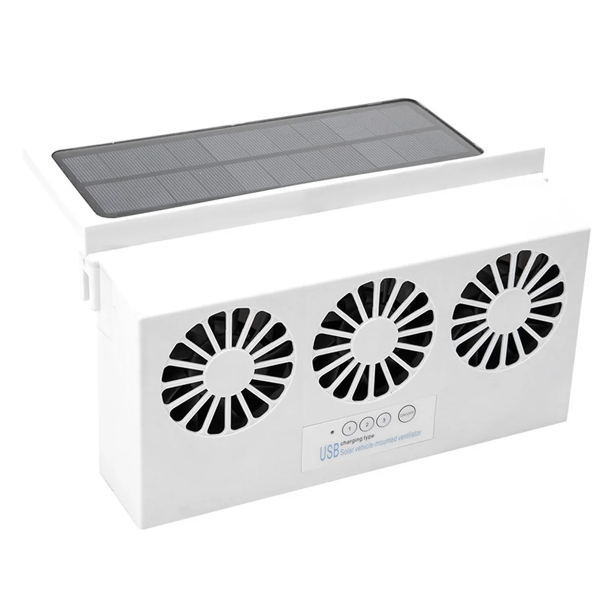 Solar Powered 3 Fan Car Exhaust Fan, Car Radiator Fan Air Vent Radiator Energy Saving Exhaust Fan Radiator - White