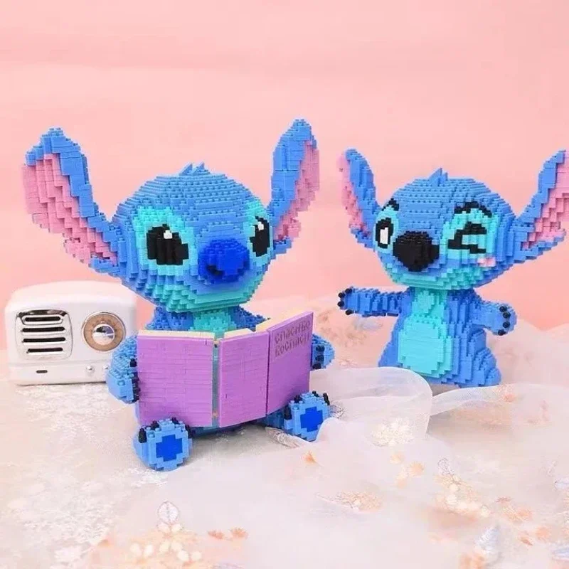 Disney Stitch Series Guitar, Reading Posture, Assembly of Building Blocks 3D Model of Adult and Children's Puzzle Toys Gift