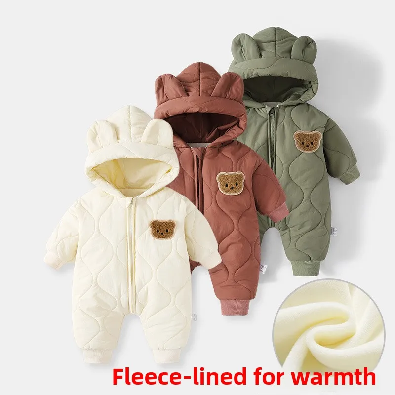 Baby Winter Out Clothes Male and Female Baby Onesies Autumn and Winter Warm Clothes Thickened and Velvet Adorable