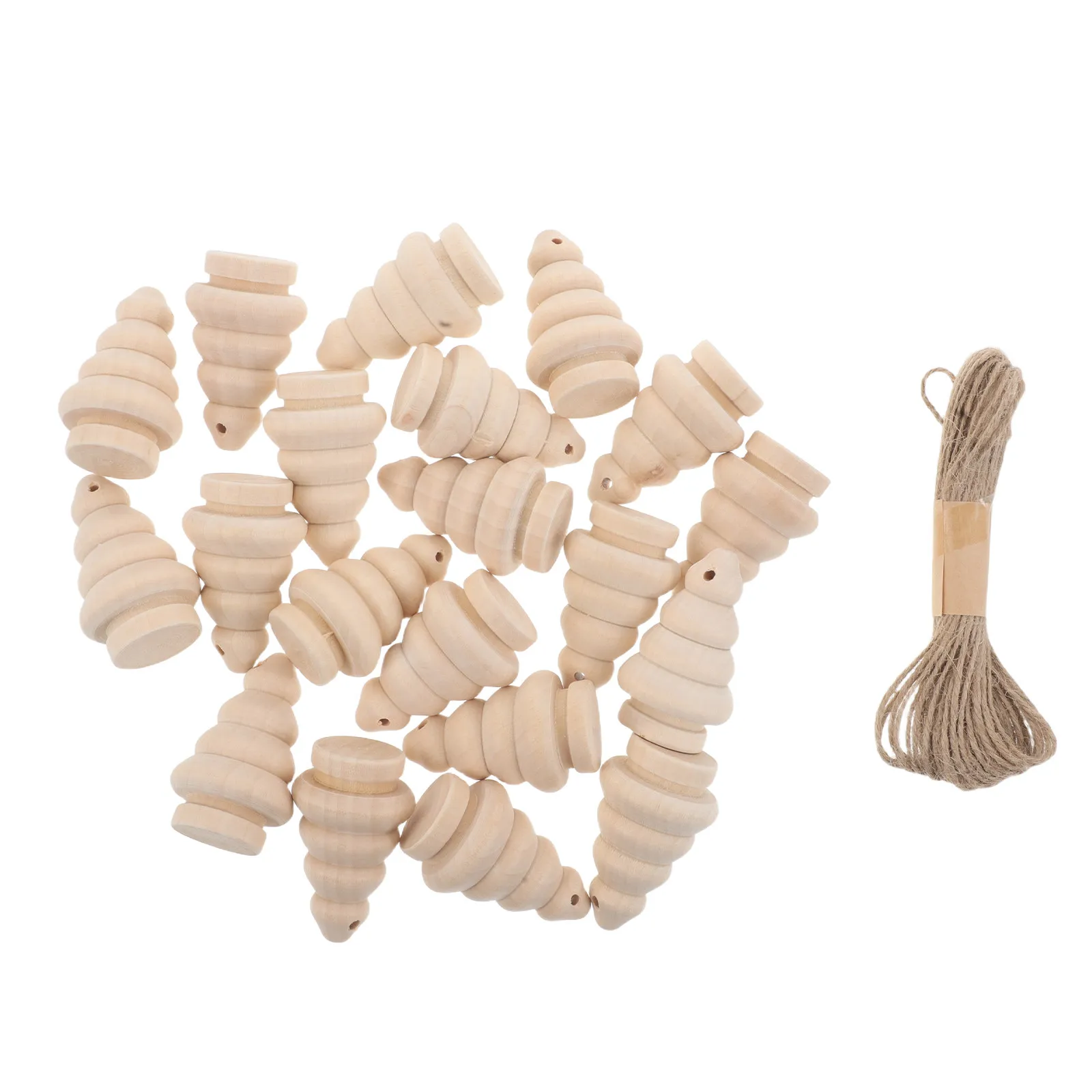 1Set Mini Wooden Christmas Tree Ornaments Unpainted Wood Tree Shapes for Painting Holiday Craft Projects Easy Hang with Jute