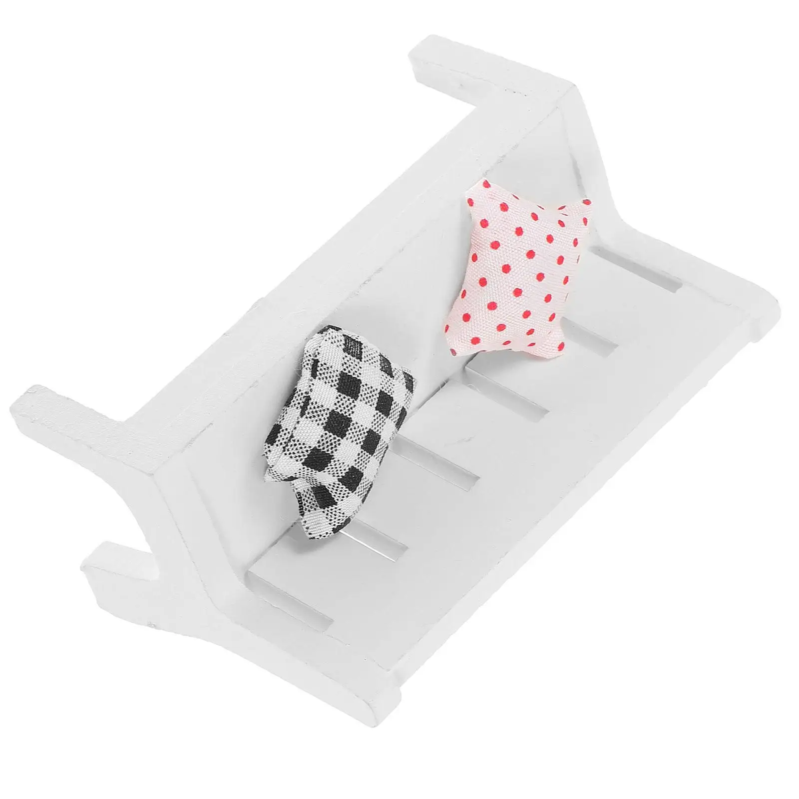

White Wooden Bench for Home Decor Lightweight Miniature Garden Porch Chair Figurine Landscape nament Display Bookshelf