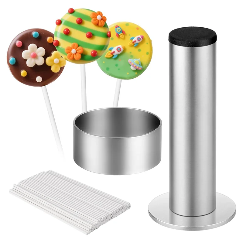 ABZV-Round Cake Cutter, Circle Cake Mold Kit And Pusher Cake Maker With Sticks, Cake Supplies Accessories, Baking Tools