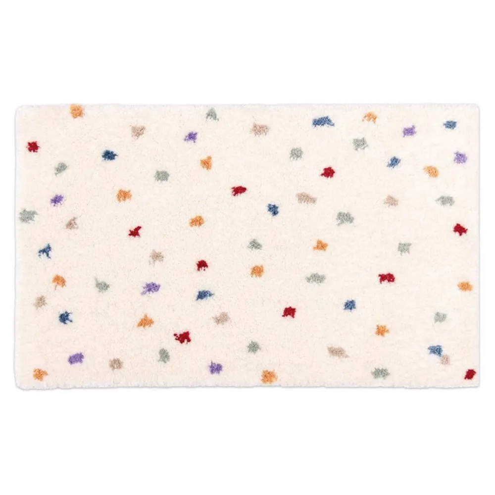 VIKAMA Cartoon Print Bath And Entryway Carpet, Cozy Absorbent Faux Wool Shaggy Rug for Bathroom, Hallway Floor Mat Home Decor