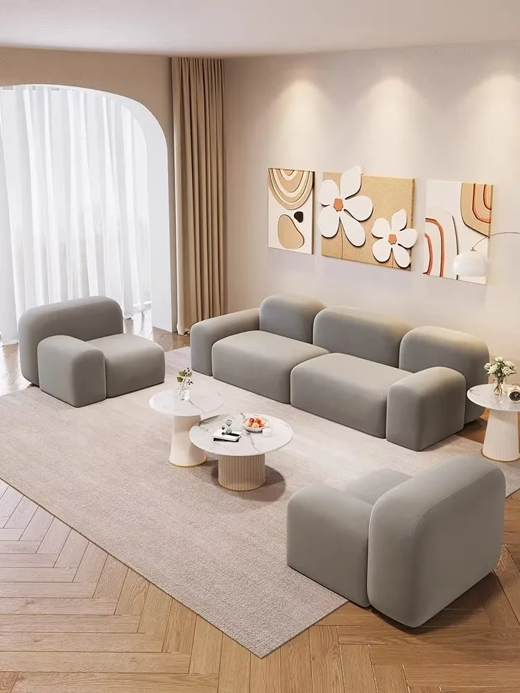 Tofu block sofa, straight line family living room apartment sofa