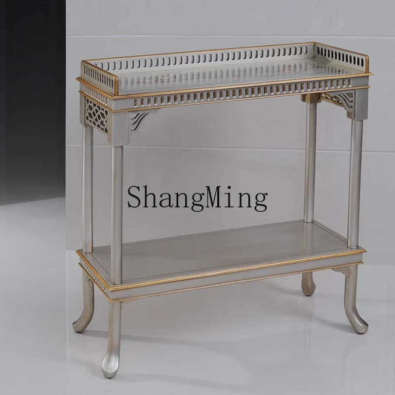 LXY rural hand-painted edge few living room sofa side cabinet double-layer art-painted storage cabinet