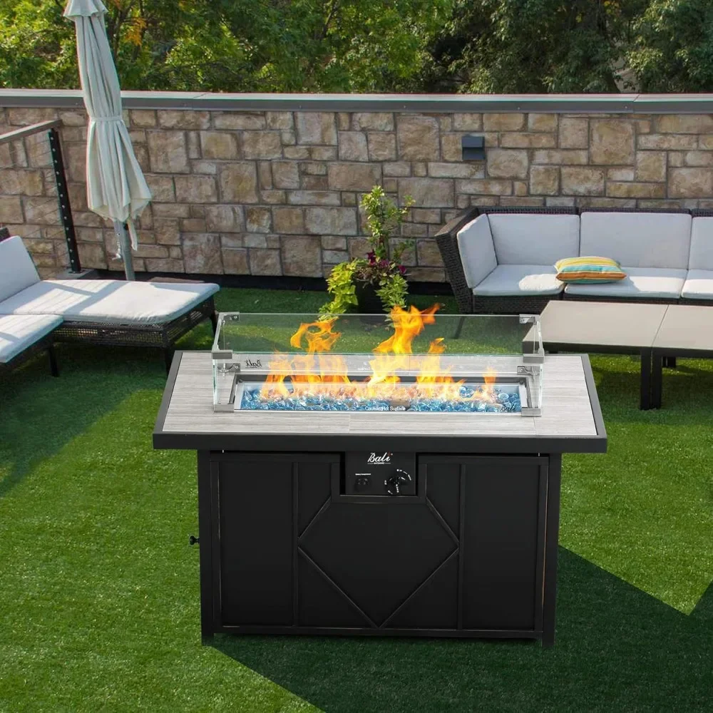 Customizable-Gas Fire Pit Table Wind Guard Clear Tempered Glass Flame Shield For Rectangular Outdoor Fire Pit, 30.7 X 11.8 X 5.9