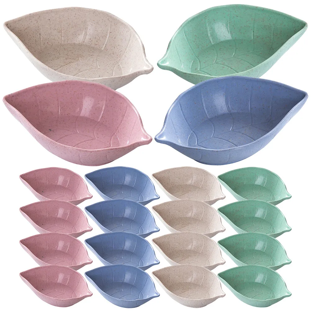 40 Stück Exquisite Blattförmige Kleine Leichte Dip-Schälchen aus Weizenstroh-PP-Material für Süße, Saure und Chili-Sauce