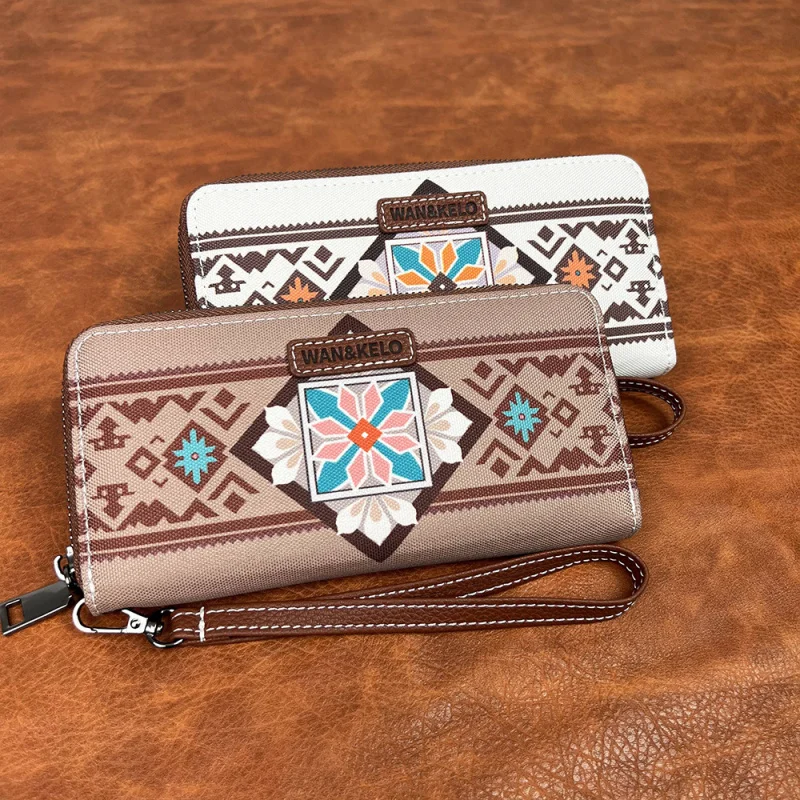 

-border hot sellingRFIDWomen's Wallet Vintage Western Boho Women's Wrist Bag Waterproof Wallet