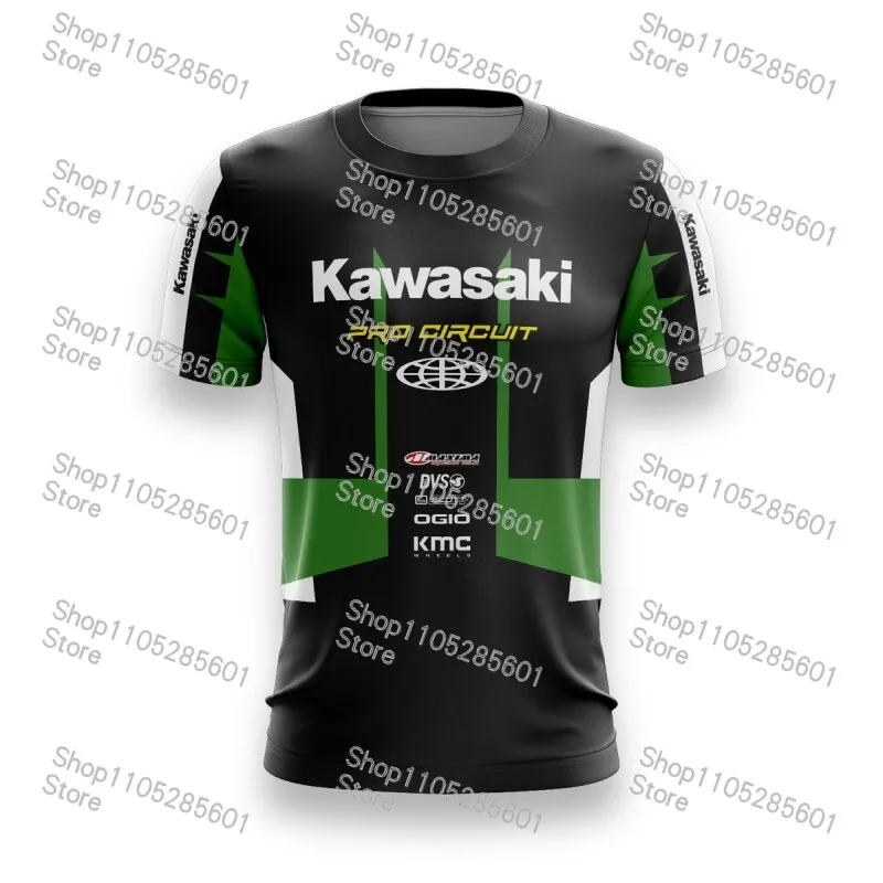 Kawasaki Themed Casual Short-Sleeve T-Shirt Trendy Print Top for Motorcycle Enthusiasts Daily & Riding Use view 2