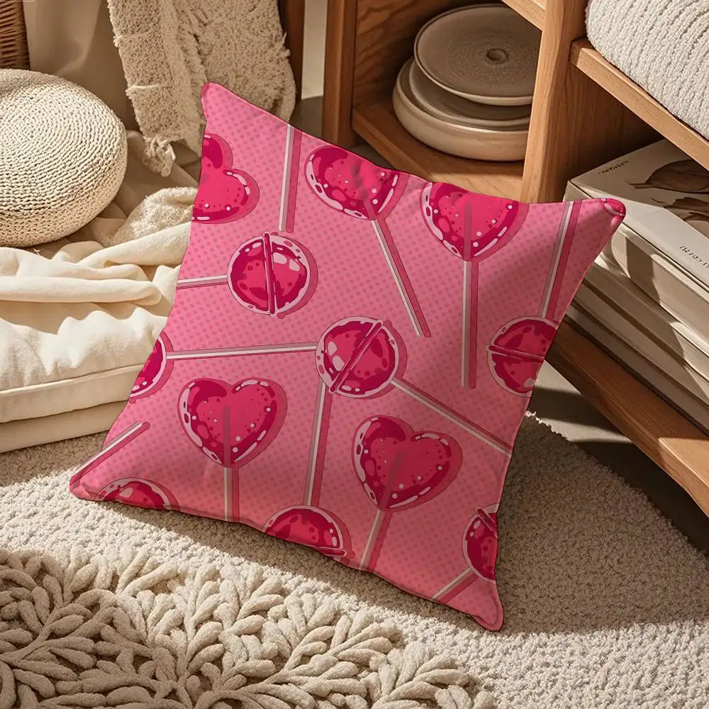 الحلو الوردي كاندي كيس وسادة الراحة أريكة سرير حريري أنيق غير مرئية سستة مخصص غطاء الوسادة الزخرفية