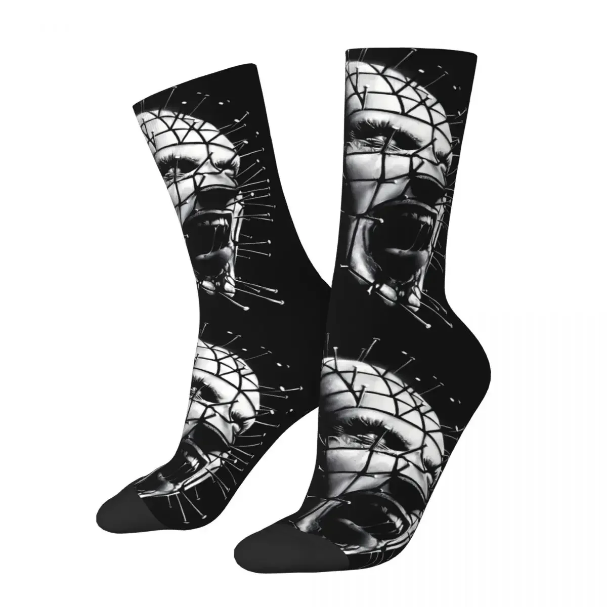 Funny Men's Socks Hannibal Lecter Vintage Hellraiser Horror Film Harajuku Casual Crew Sock Gift Pattern Printed