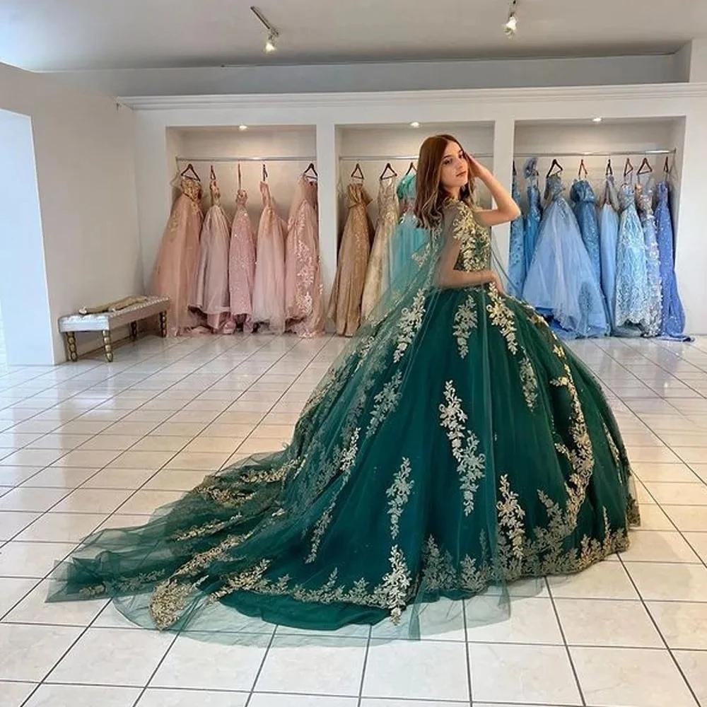 Vestidos de Quinceañera de princesa verde azulado, vestido de baile, escote Corazón, apliques de tul, dulce 16 vestidos, 15 Años, mexicano