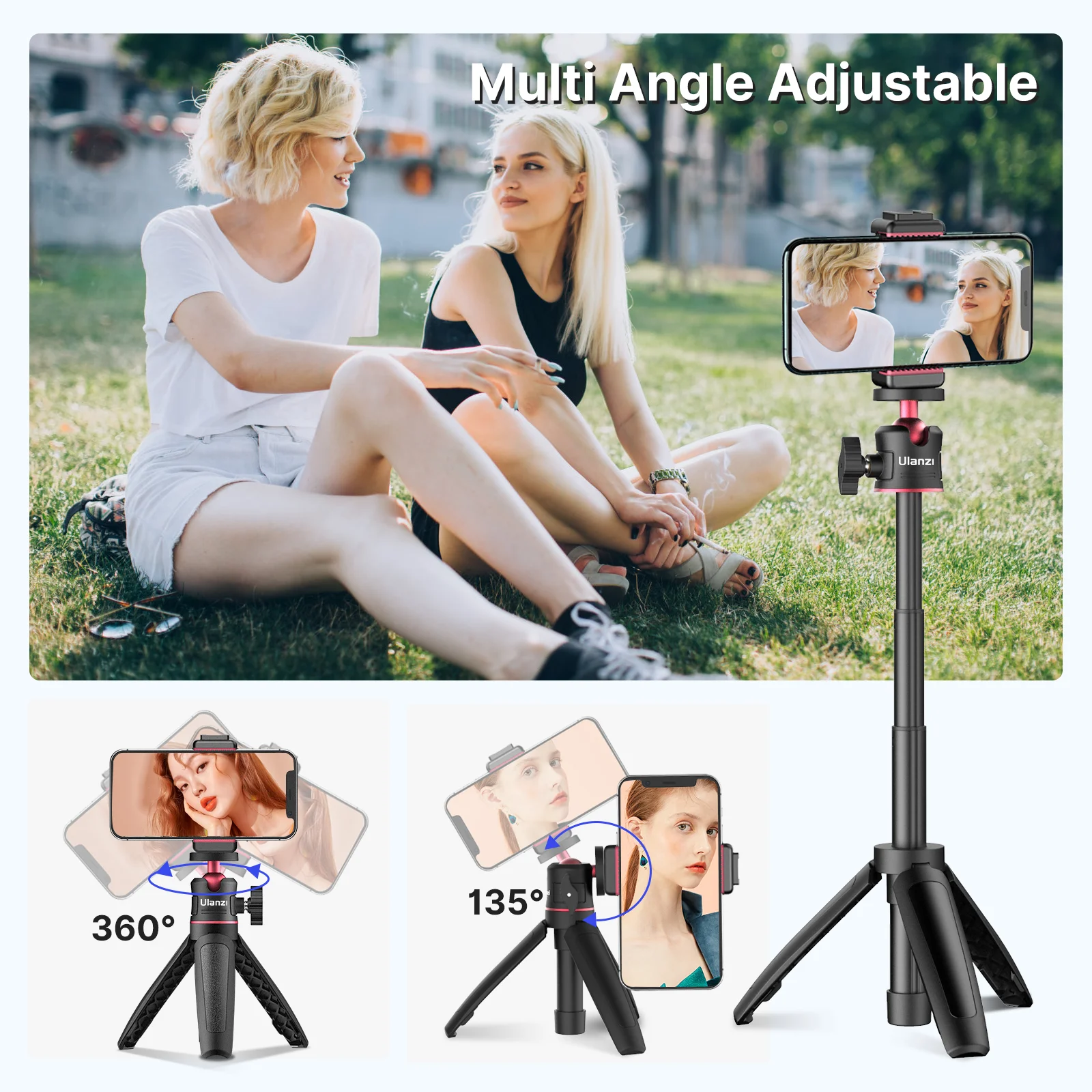 Ulanzi MT-08 Opvouwbare Mini Statief Mount 1/4 ''Statief Monopod Handgreep Universal Voor Dslr Android Iphone Smartphone