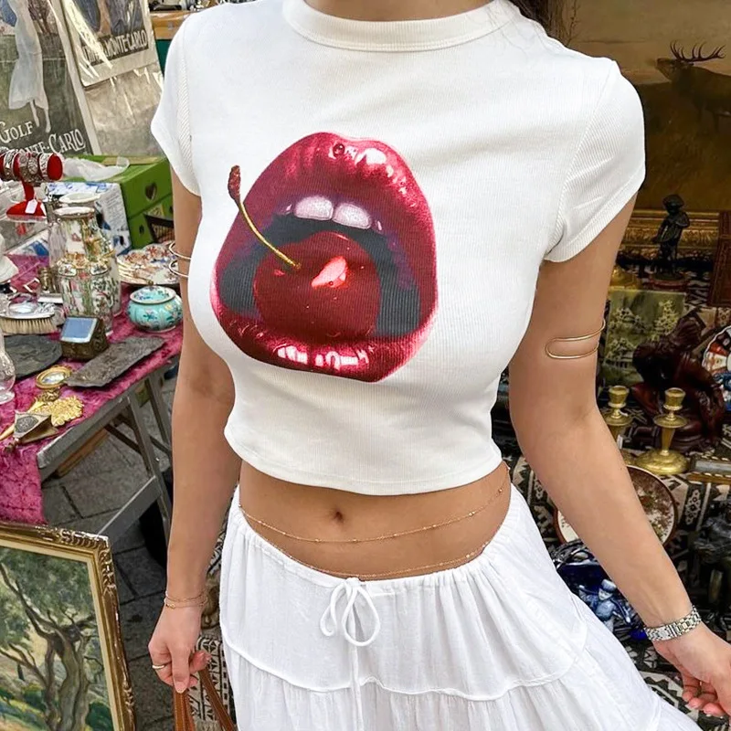 Punk Design Stühle Gedruckt Tops Frauen Vintage T Shirt Egirl Grunge Ästhetische Musik T-Shirts Trendy Y2k Streetwear Unisex Tees