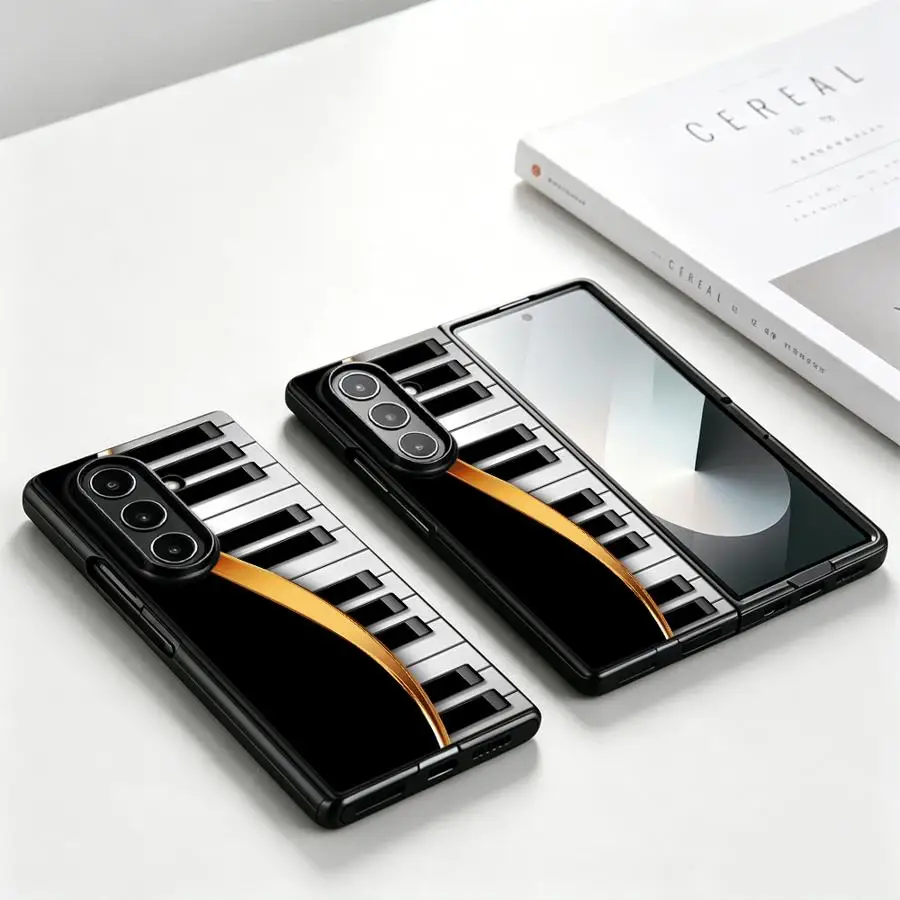 Case for Samsung Galaxy Z Fold 8 Ultra ZFold4 ZFold6 ZFold3 ZFold7 Z Fold 7 6 5 4 3 ZFold5 Phone Shell Funda Golden Piano