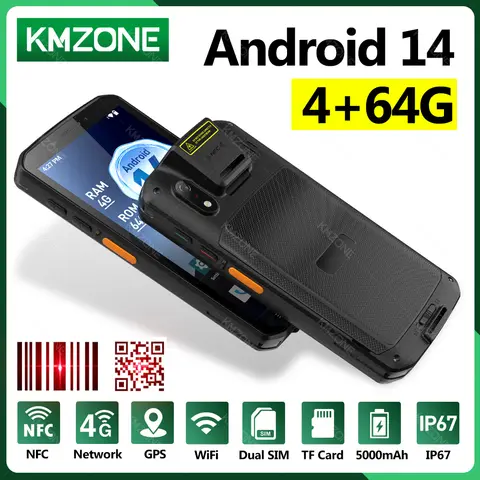 MTK6765 PDA Terminal Android 14 with NFC 4G64G Wifi GPS 1D 2D QR Barcode Scanner Reader Data Collector Mobile Warehouse device