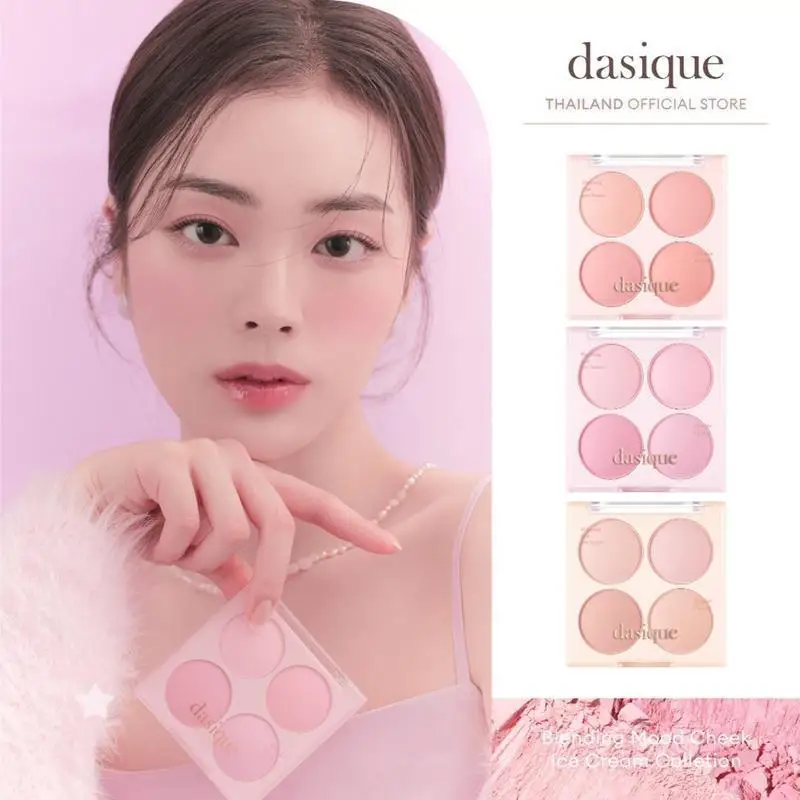 Dasique 4 Colors Blush Plate Ice Cream Blusher Powder Velvet Peach Pink Blush Palette Natural Cheek Contour Tint Beauty Makeup