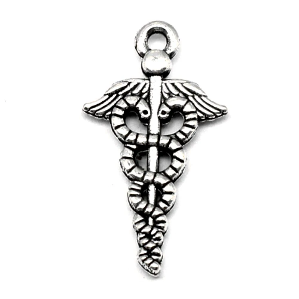 10pcs 14x25mm Winged Snake Charms Women Pendant Handmade Kids Body Jewelry Antique Silver Color