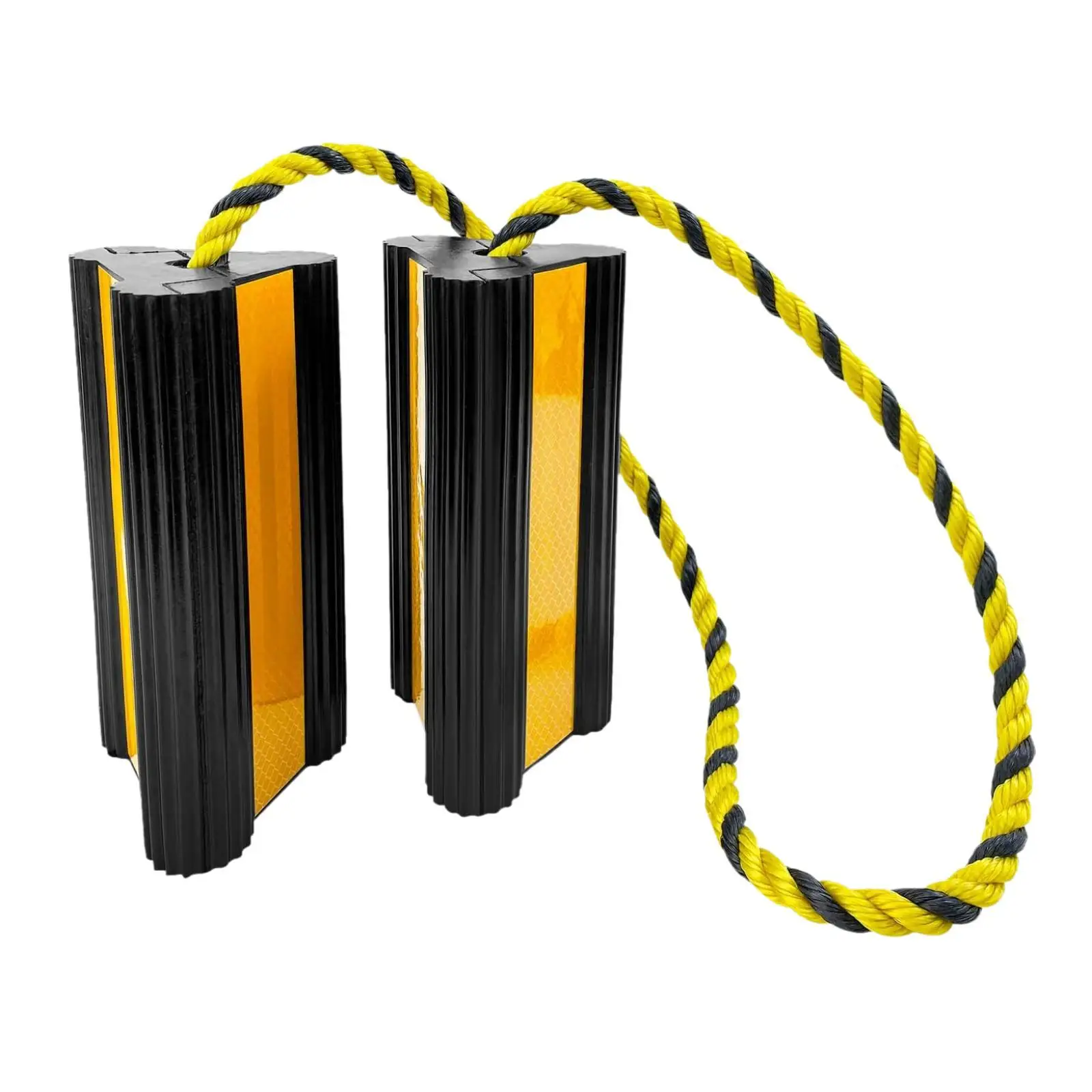 

RV Wheel Chock Blocks Sturdiness Yellow Reflective Tape Easy to Use Airplanes Airport Aprons Dual Wheel Chocks Front and Back