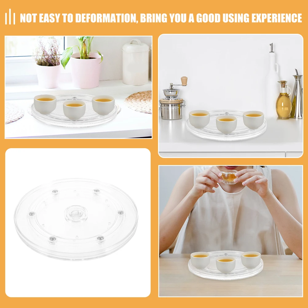 

360 Degree Rotating Turntable Clear Acrylic Round Swivel Tray for Kitchen Condiment Organizer Countertop Storage
