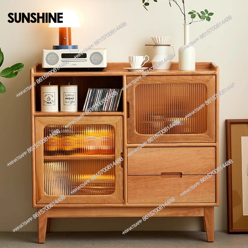 

Cherry wood side cabinet solid wood locker retro entrance cabinet