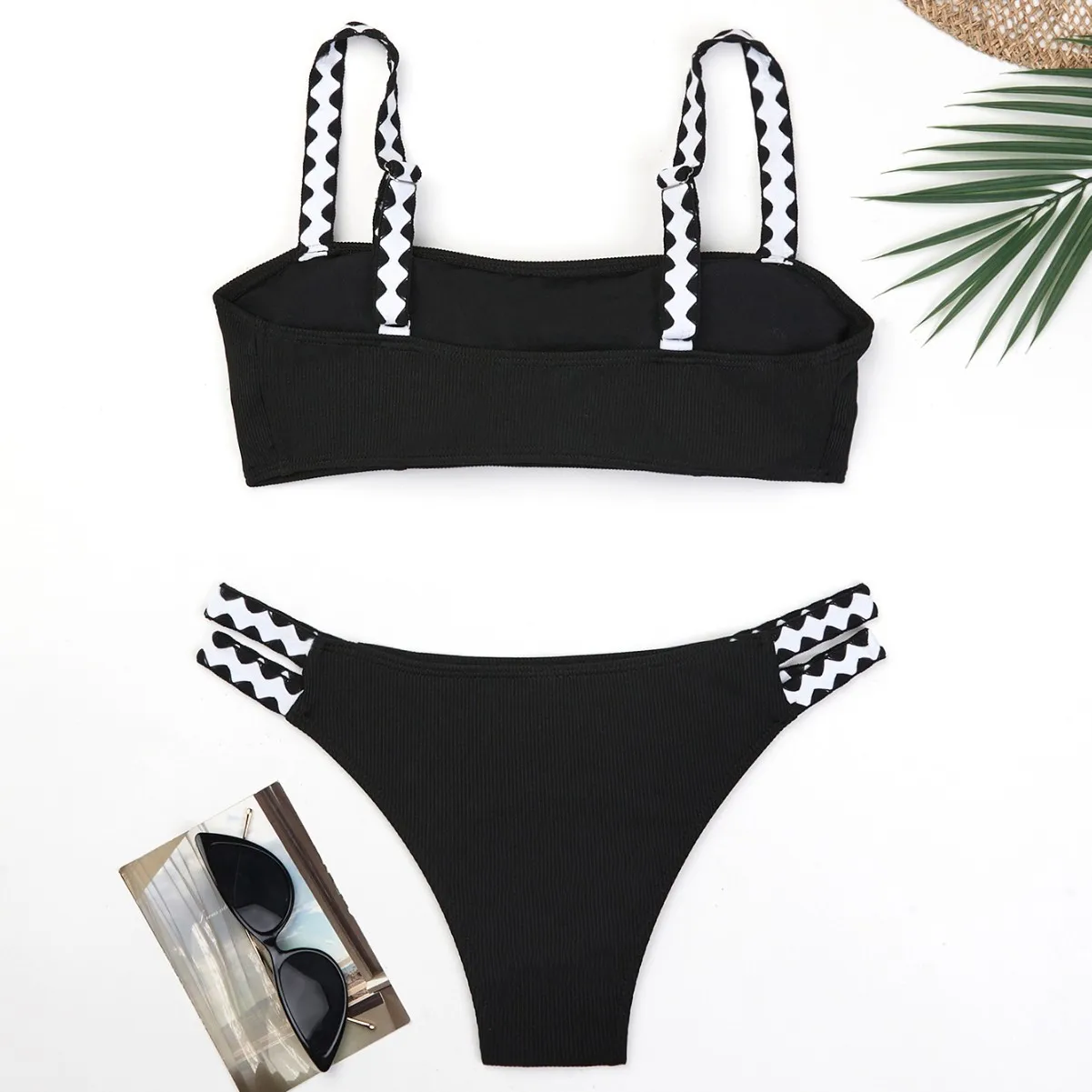 Cikini Summer Beach Traje de baño de una pieza con recortes y anillo texturizado, traje de baño sexy para mujer