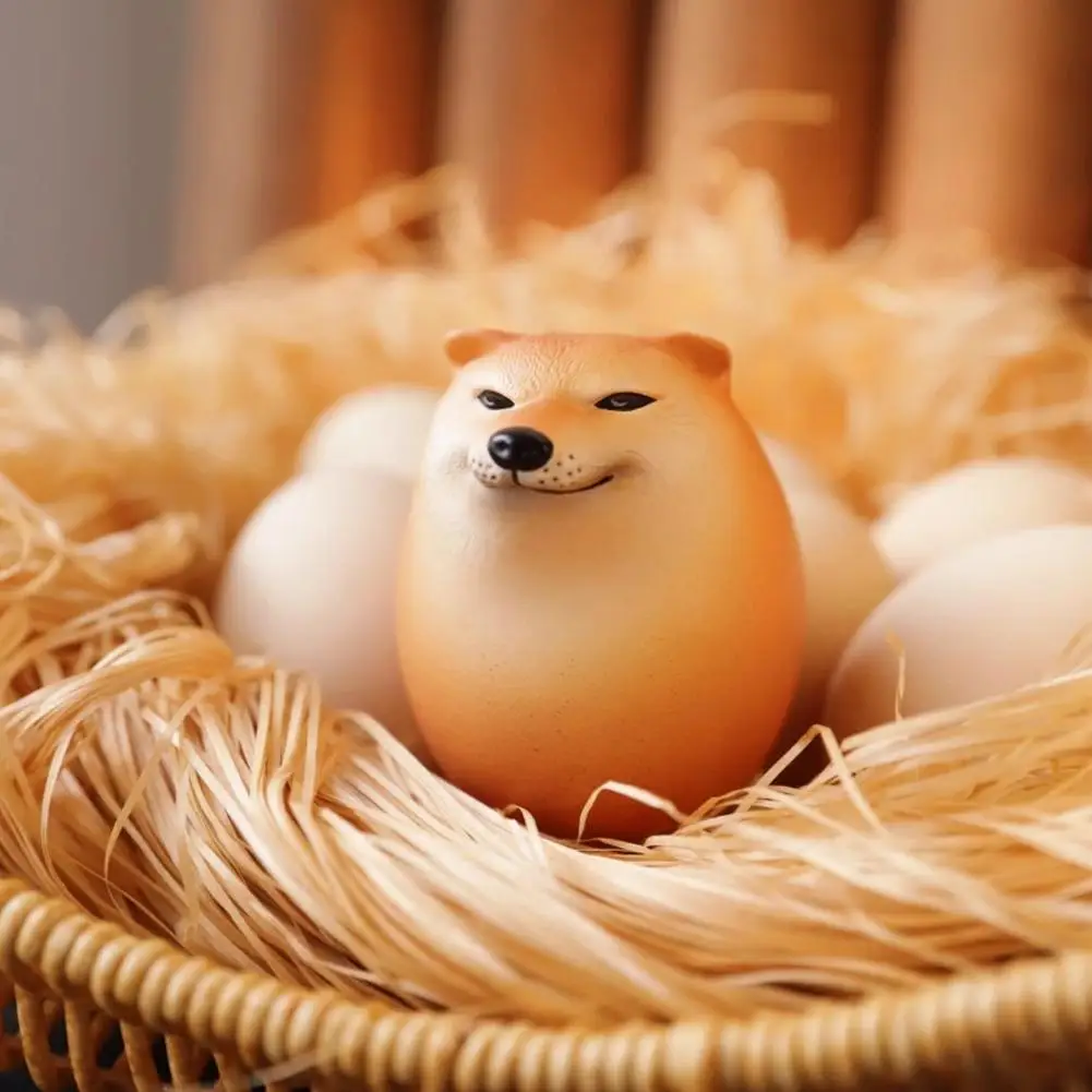 Creative Shiba Inu Realistic Egg Shape PVC Desk Decor Dog & Egg Union Decorations For Home Offices Fun OrnamentsChristmas Gifts