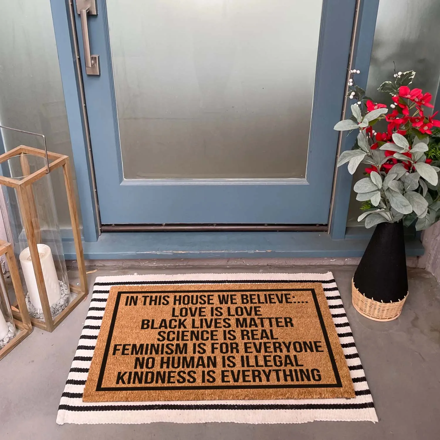 Funny Coir Doormat In This House We Believe Welcome Front Porch Decor Mat For The Entrance Way Personalized Rug 23.6 x 15.7in