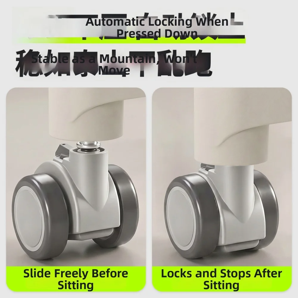 2 Inch Silent PU Caster Wheels for Children Chairs with Integrated Gravity Lock System and Full 360 Degree Swivel Capability