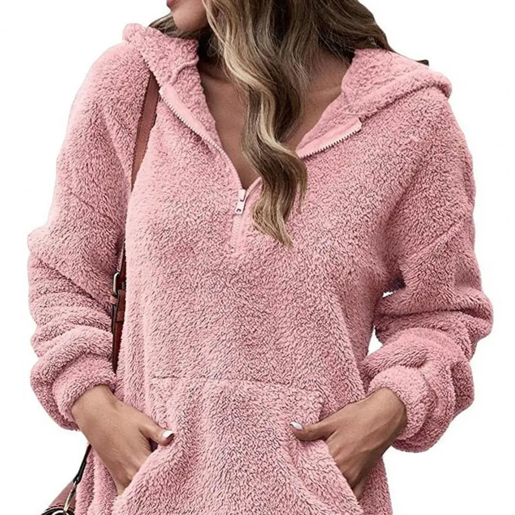 Women Loose Fleece Sweatshirt Dress Autumn Hoody Long Sleeve Pocket Homewear Warm Velvet Baggy Dresses Casual Mid Length Top
