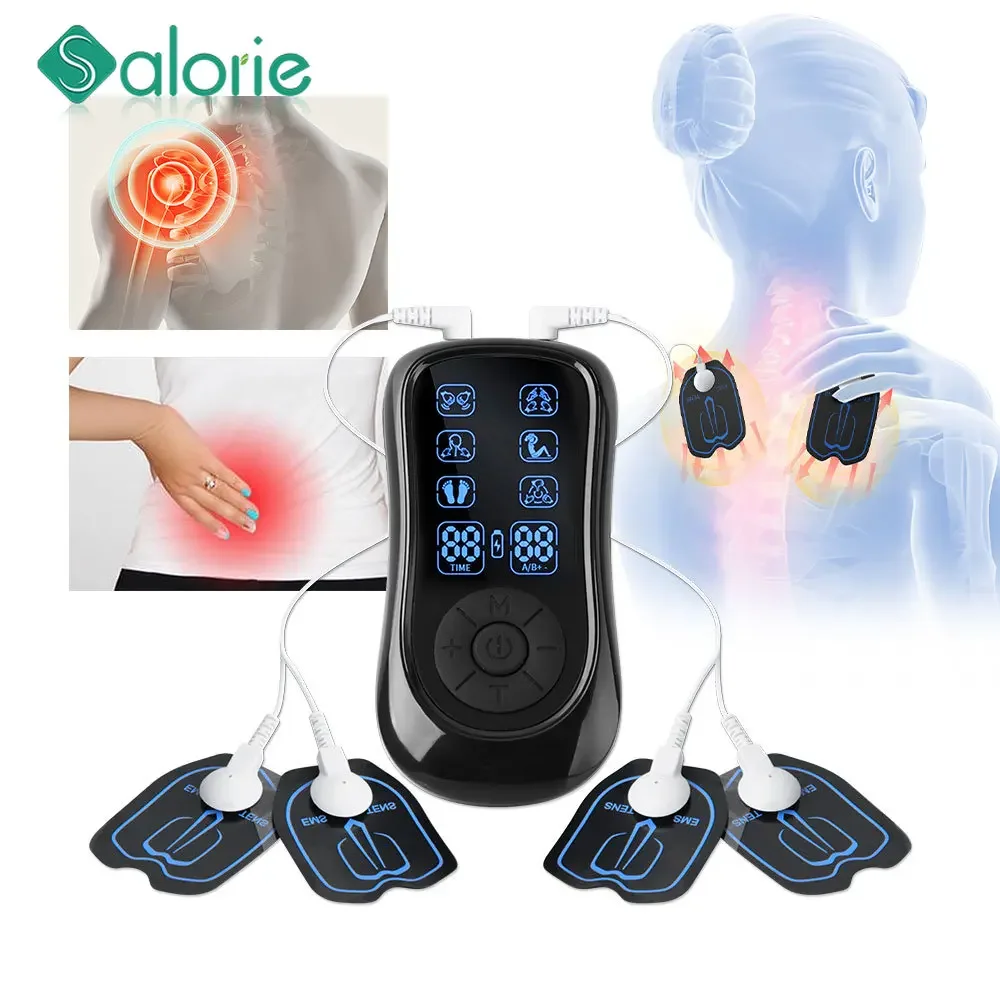 Tens Unit Muscle Stimulator Machine Dual Channel Electronic Pulse Body Massager TENS EMS Digital Therapy Machine for Pain Relief