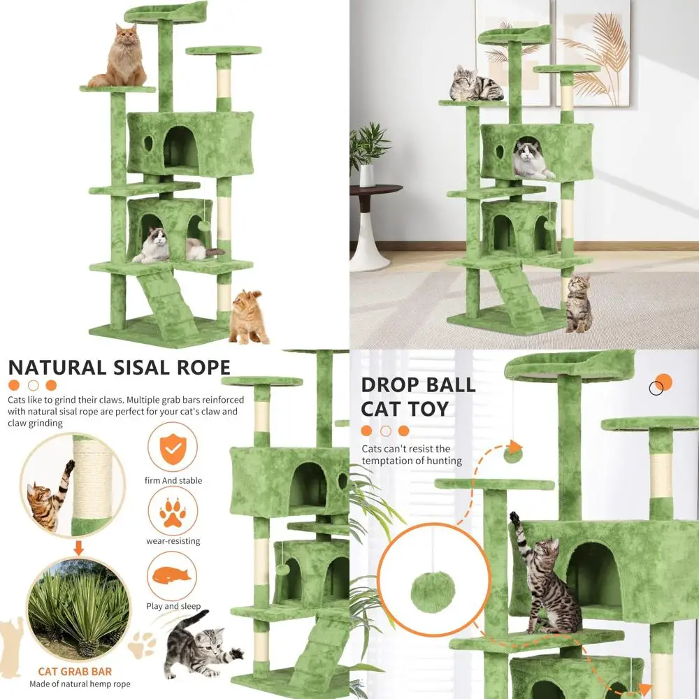 Indoor Cat Tree Tower with Multi-Level Furniture, Activity Center, Scratching Posts, and House for Cats