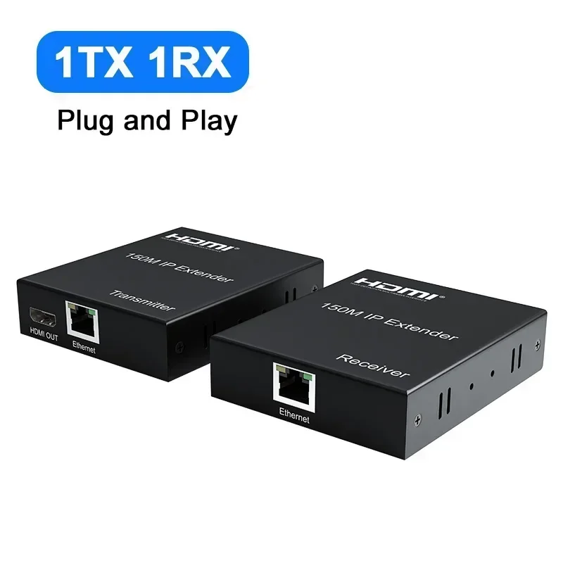 150M HDMI IP Extender Over Rj45 Cat5e Cat6 Cable 1080p60 HDMI Ethernet Extender Network Transmitter and Receiver Video Converter