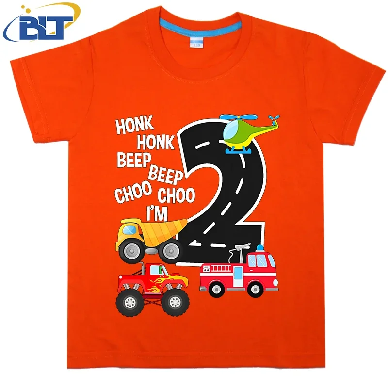 Toddler I'm Baby 2 Year Old Birthday T-Shirt, Algodão verão, Manga curta, Presente infantil, Trucks, 2nd Birthday Party