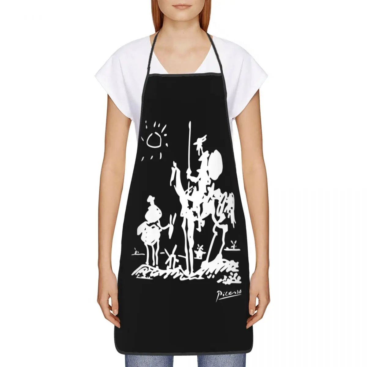 Custom Bib Pablo Picasso Don Quixote Apron Men Women Unisex Adult Chef Kitchen Cooking Spanish Artist Tablier Cuisine Painting