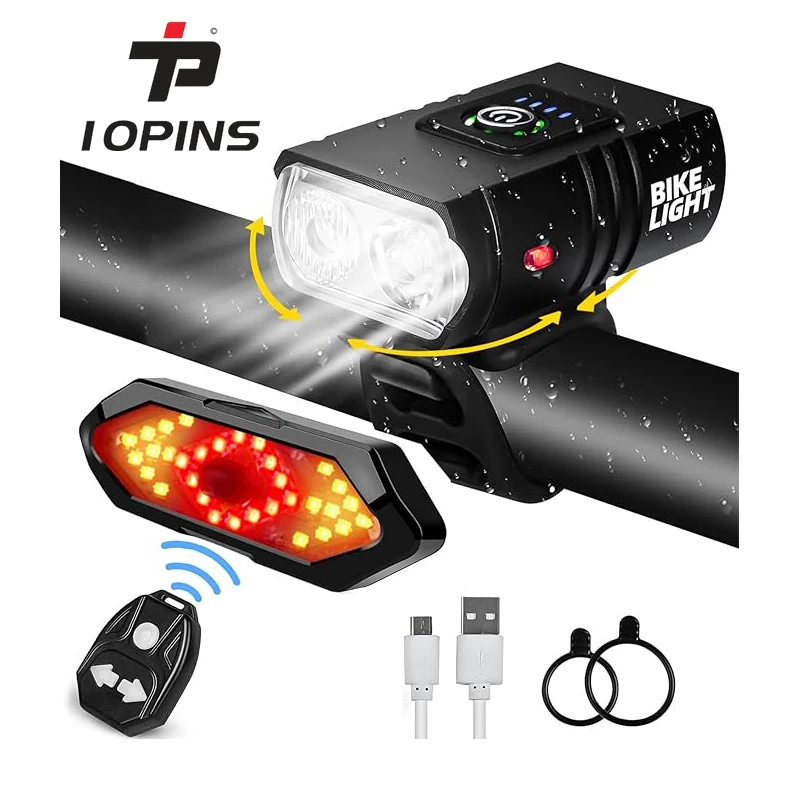 2-Pack of New Led Bicycle Lights 1000Lm with Charging Power Display, Mountain Bike Front Light Flashlight Cycling Equipment