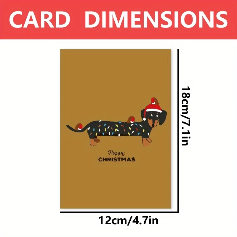 1pc, Happy Christmas Time Card, Merry and Bright Christmas Card, December Christmas Card, Funny Dachshund Christmas Card