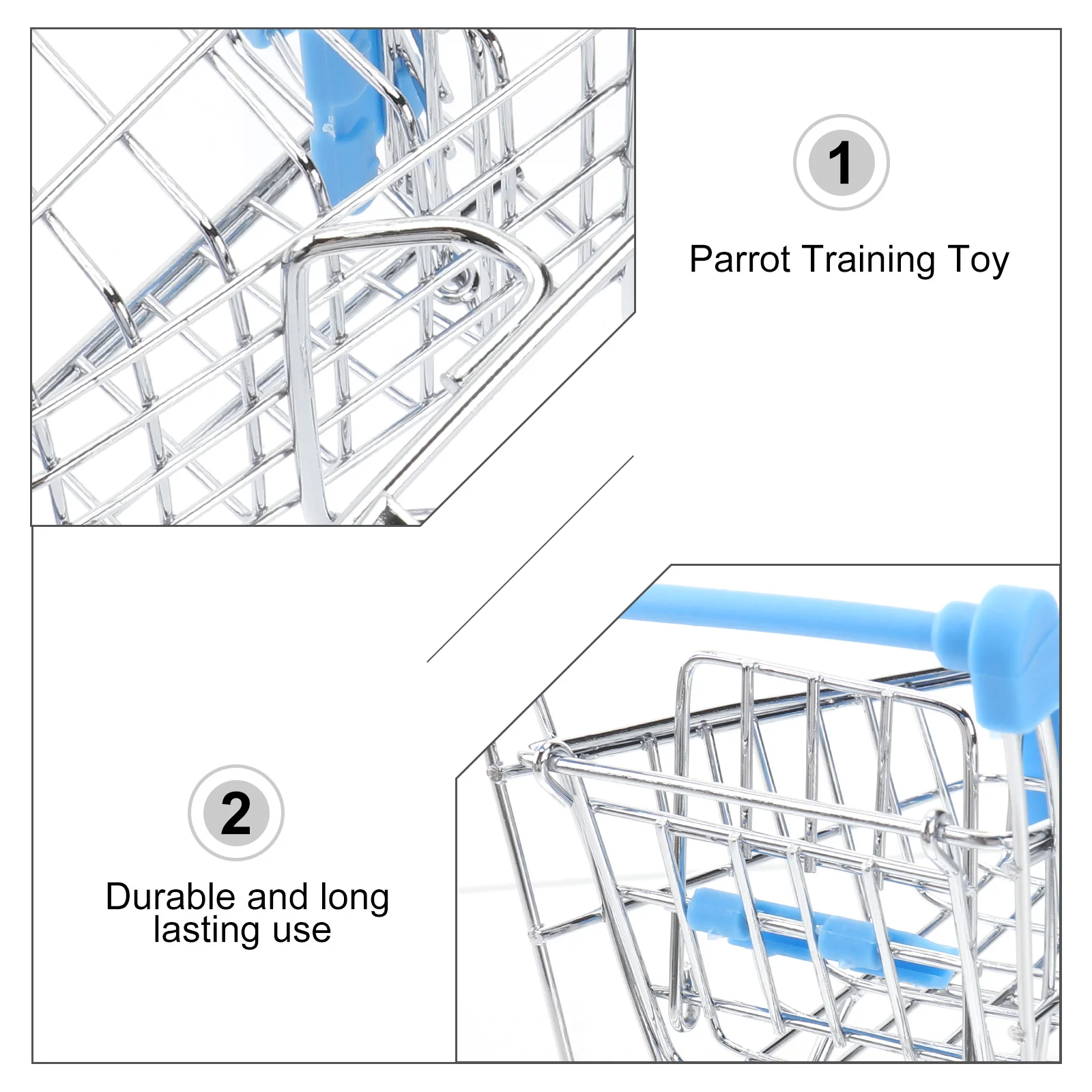 

Miniature Metal Shopping Cart Sky Blue Sturdy Desk Organizer Rolling Wheels Pull-Out Seat Gift Basket Holder Mini Shopping Cart