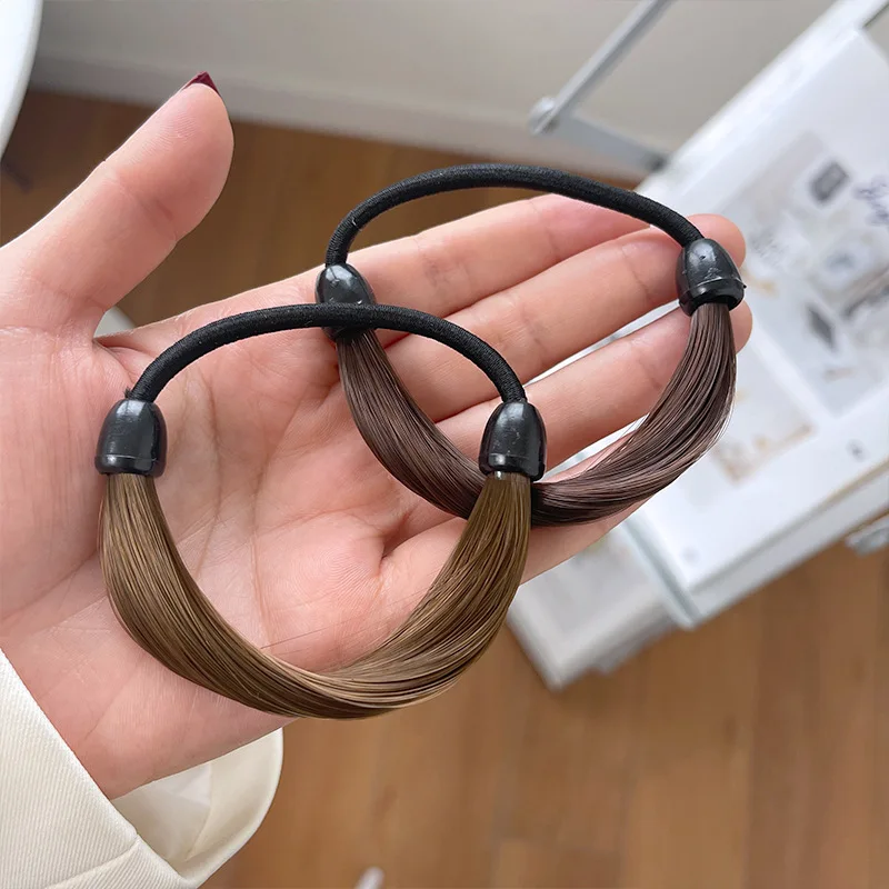 10 Stück Korea Gummiband aus Haars imulation Perücke Kopfs eil Mode Perücke Haarring gerade Haar gummi Pferdes chwanz elastisches Haars eil – Detail 15