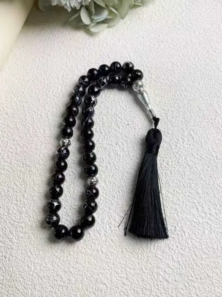 33 Beads Colorful Tassel Tasbih, Handmade Statement Prayer Beads, Elegant Islamic Jewelry & Fashion Accessory - 6