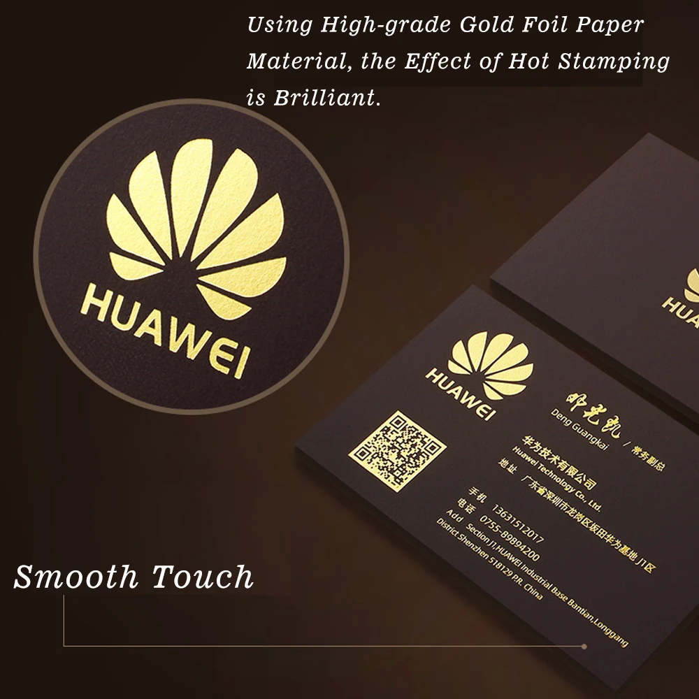 200pcs Business Card Customize Personalized Cards 300gsm 500gsm Hot Gold Silver Foil Stamping Print Smooth Touch Credit Cards