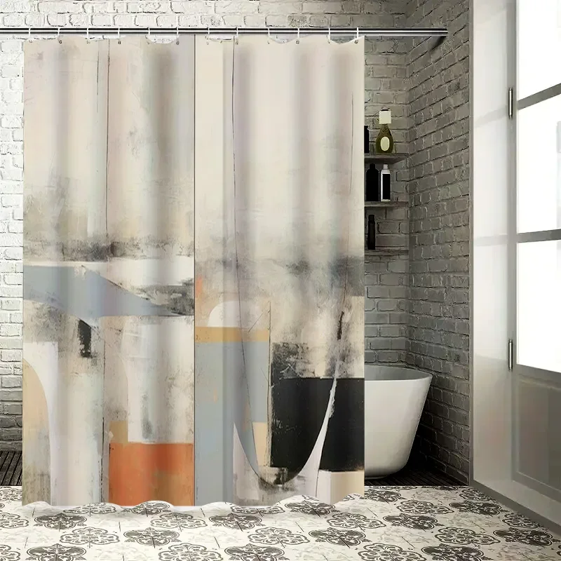 

Абстрактная занавеска для душа с кистью, синее золото, геометрический декор для ванной комнаты для дома, ванны, водонепроницаемая подкладка для душа с кольцами-крючками