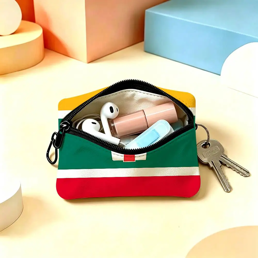 7-E-ELEVENS Mini Oxford Cloth Coin Purse With Carabiner Hook Portable Key Card Wallet Small Zipper Storage Pouch