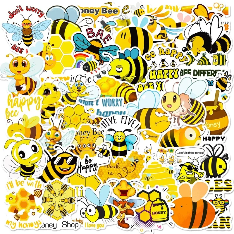 10/30/50PCS Cute Bee adesivo in PVC colorato estetico fai da te decorazione per bambini Scrapbooking cancelleria materiale scolastico per bambini