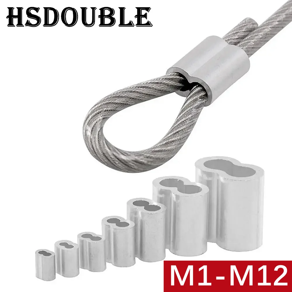 1-100Pcs Double Hole Cable Crimp Sleeve M1 to M12 Wire Ferrules 8-Shape Aluminum Cable Stopper Crimp Rope Hardware Accessories