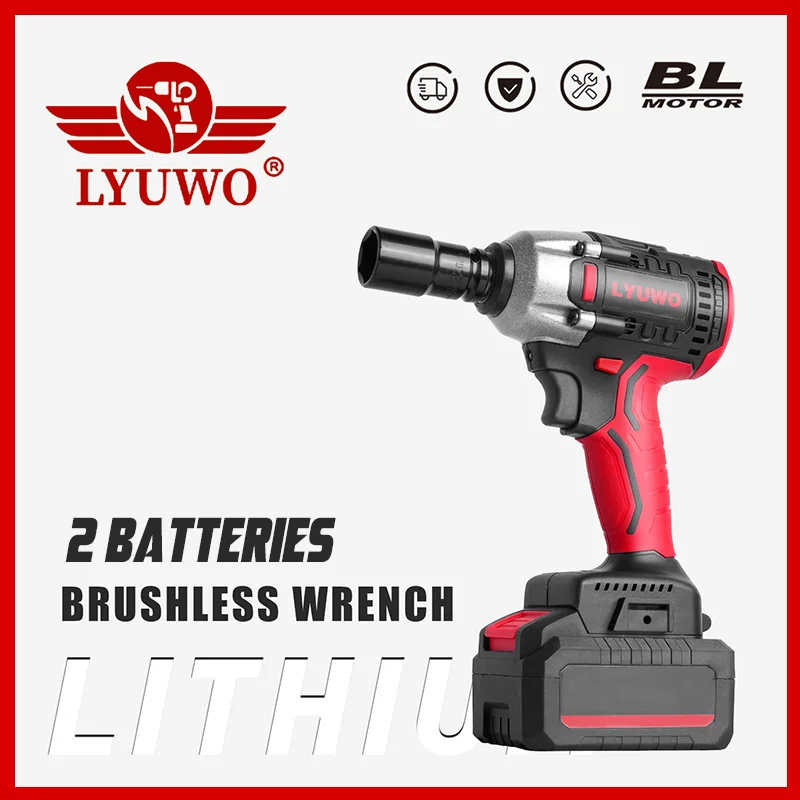 

LYUWO 20V Electric Impact Wrench Brushless Rechargeable Lithium Ion Battery, Used For Automobile Tire Power Tools