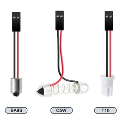 10Pcs BA9S/Festoon/T10 W5w Car Auto Led Bulb Light Wire Harness Adapter BA9S/Festoon/T10 Socket Holder For License Plate Lights